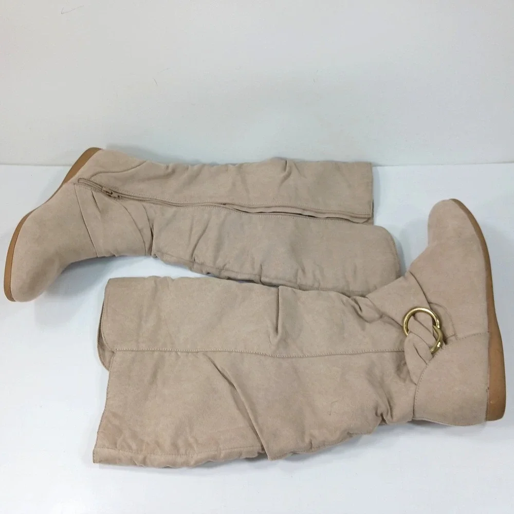 Cloudwalkers by Avenue Sasha Beige Faux Suede Slouchy Tall Boots 10W 205066